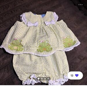 Adorable Green Frog Embroidered Baby Outfit